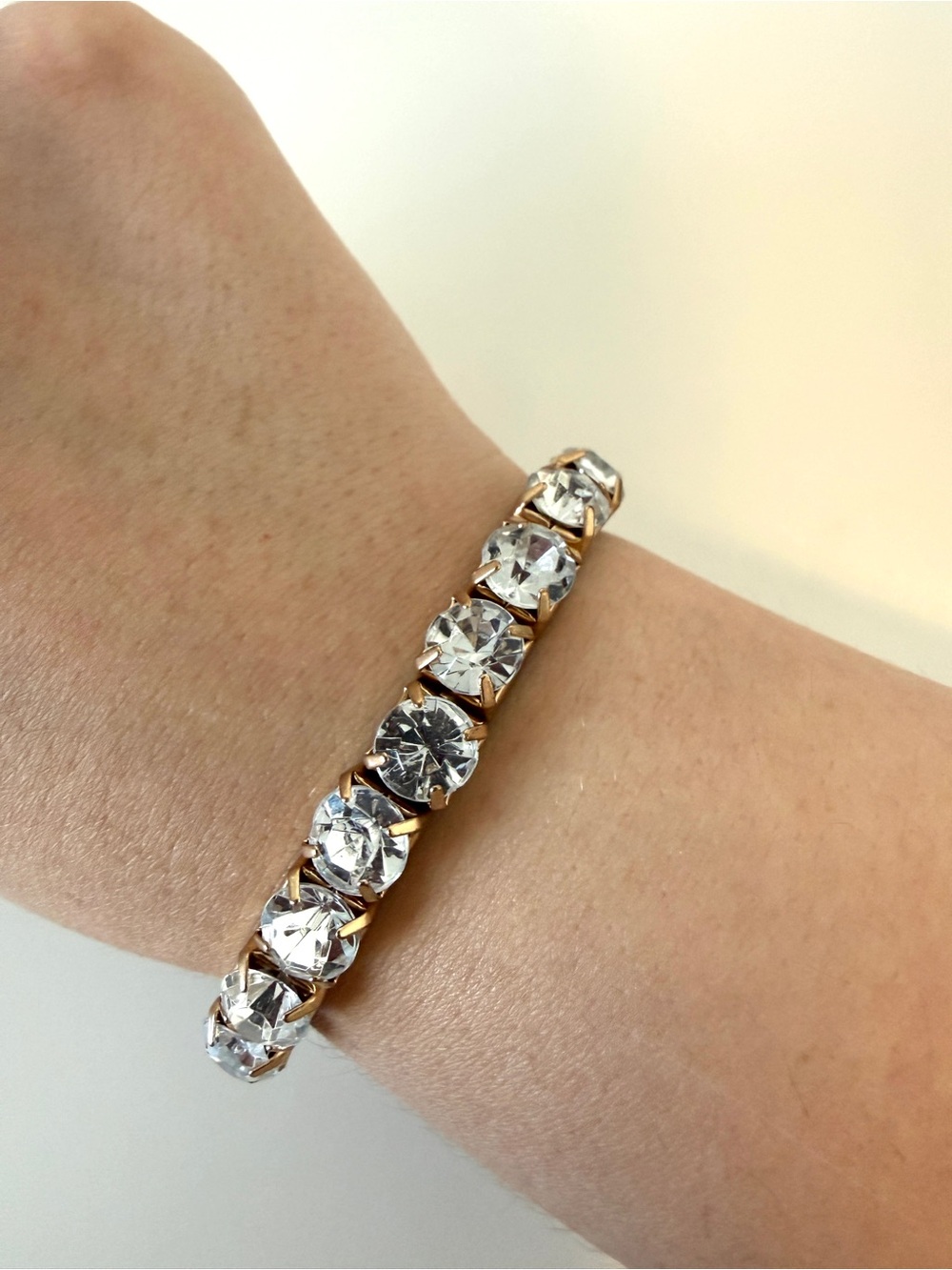 Gold-Tone Clear Crystal Tennis Bracelet - Women Jewelry
